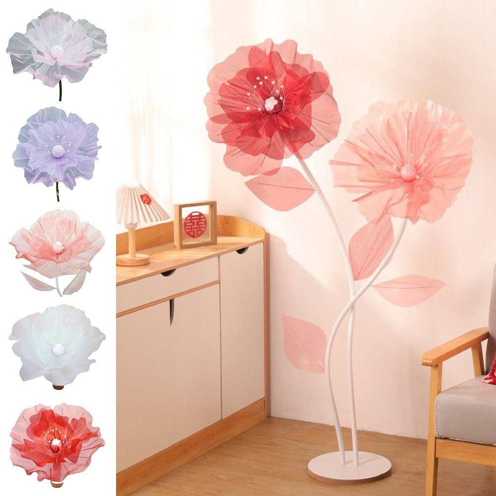 Hollow Design Artificial Flower 50cm Big Simulation Flower Silk Mesh Flower Wedding Decoration