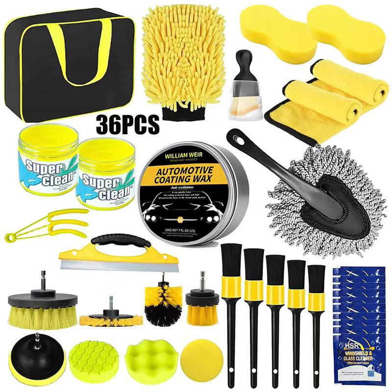 27-Piece Electric Drill Car Cleaning Brush Set with Air Vent Brush
