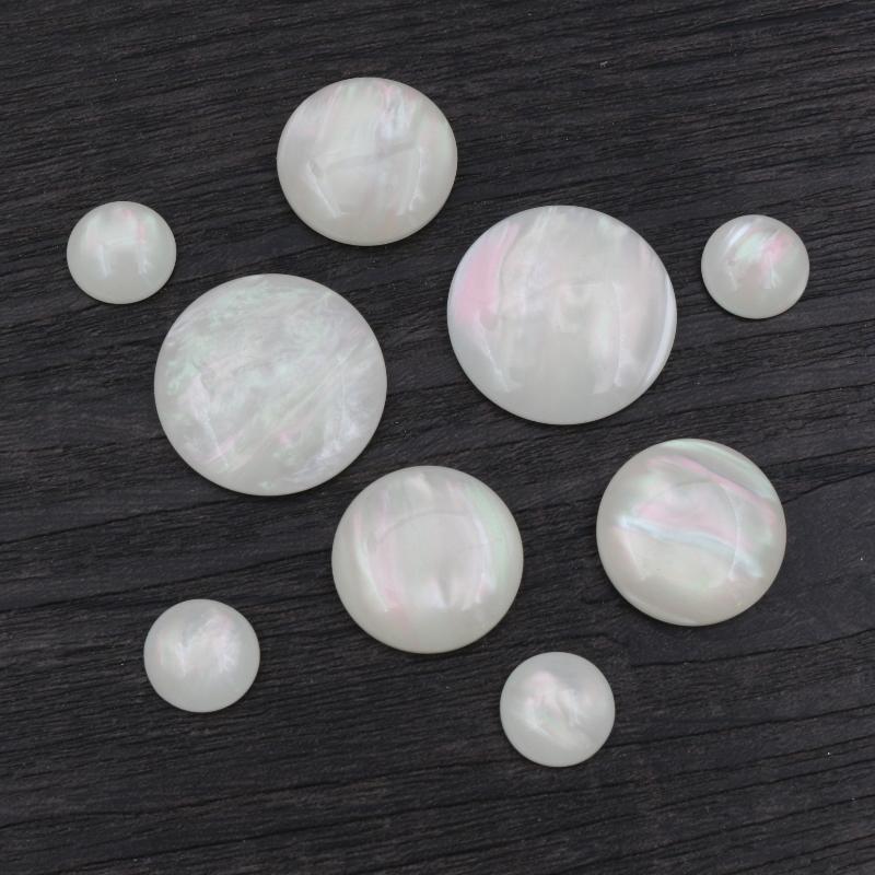 New Fashion 8mm 10mm 12mm 20mm 25mm White Shell Color Flat Back Resin Cabochons Cameo DIY Jewelry Making Accessories 8mm 40pcs