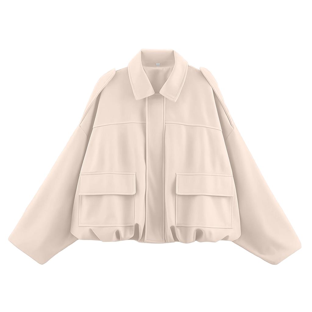 Women's Solid Color Fashionable Sleeve Long Sleeved Zipper Casual Top Jacket Jacket