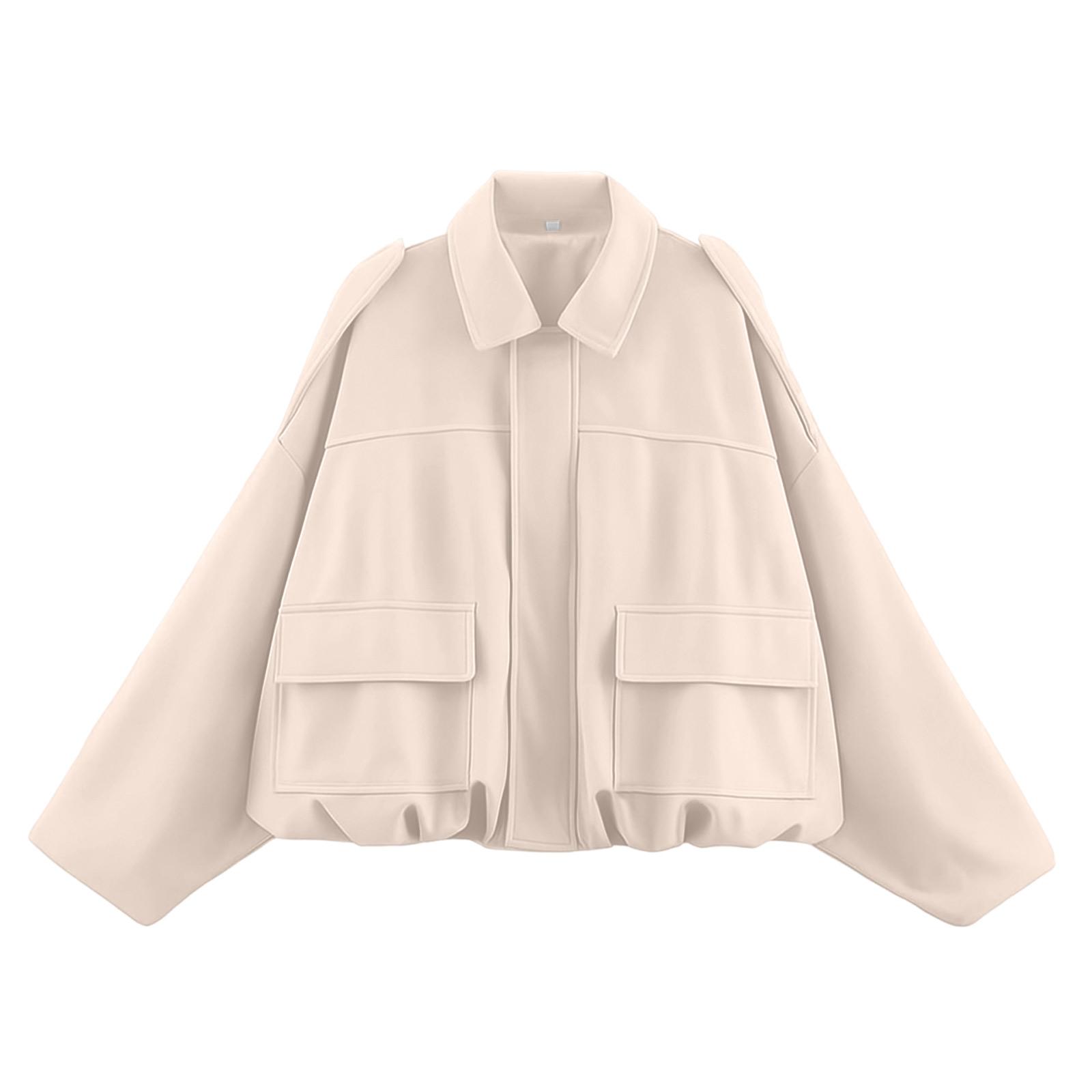 

Женская однотонная модная куртка с длинным рукавом на молнии, повседневный топ S белый