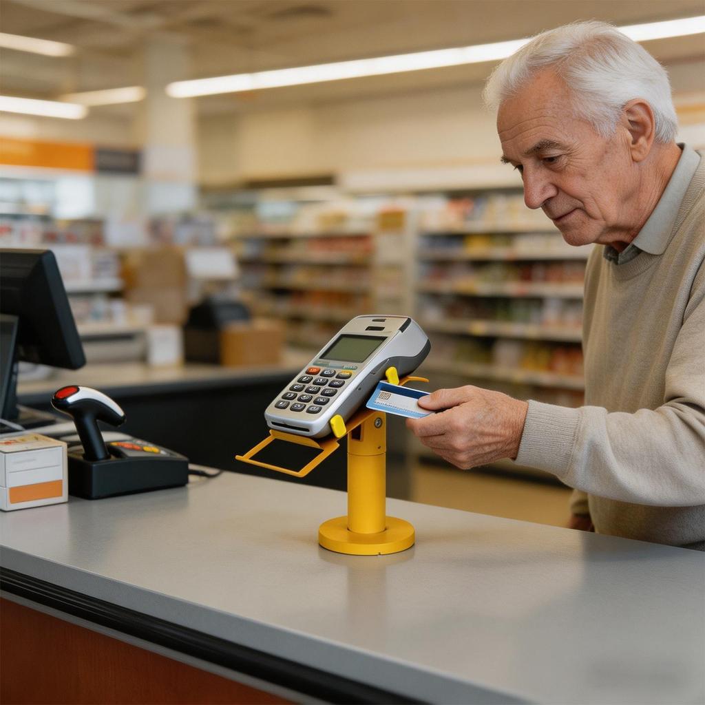 POS Machine Stand 360 Degree Rotation Adjustable Bracket Metal POS Machine Display Bracket For Supermarket Shop Store Counter
