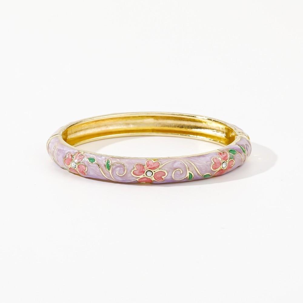 Enamel Vintage Cloisonne Bangle Traditional Chinese Chinese Flower Bangle Classic Cherry Blossom Women's Hand Bracelet