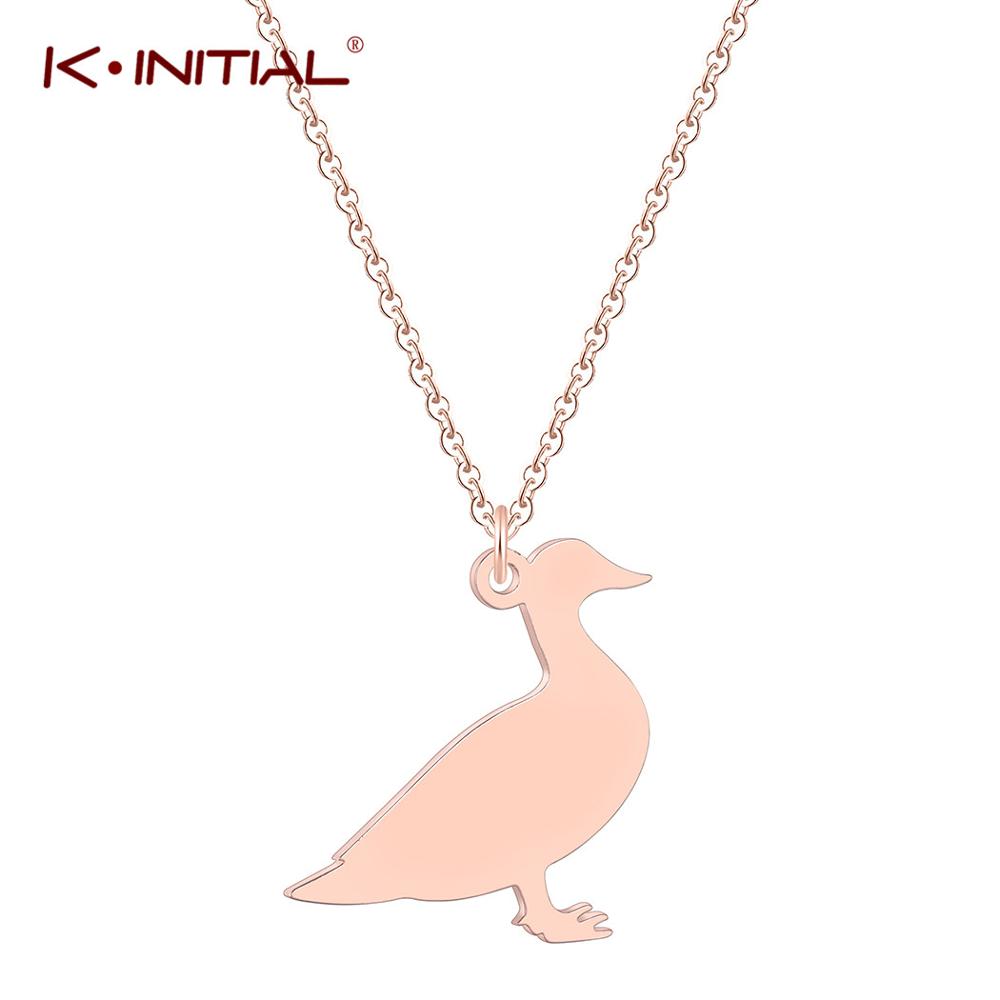 Kinitial Stainless Steel Duck Charm Necklaces Animal Jewelry Cute Bird Pendant Necklace For Women Girl Birthday Gift Wholesale