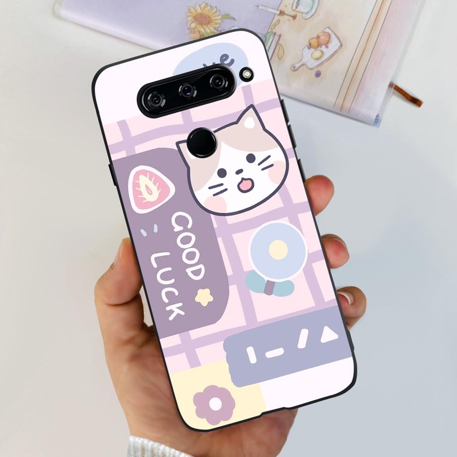 For LG V40 ThinQ Case Cover For LG V35 V35+ ThinQ Soft TPU Silicone Cases Fashion Flower Cute Pattern Funda For LGV40 ThinQ Capa
