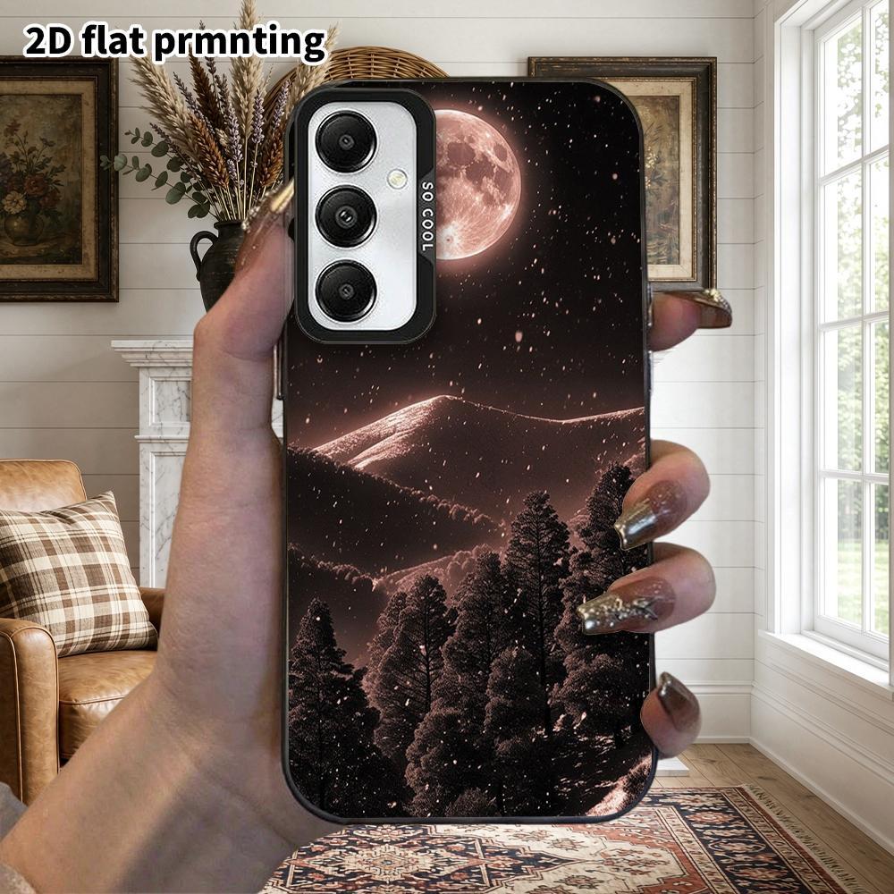 Phone Case: 2D Flat Samsung Galaxy A34 A35 M05 M06 S20 S22 S21 FE Plus 5G Protective Case, Couple Style, Full Moon Snow Mountain, Christmas and Hallow
