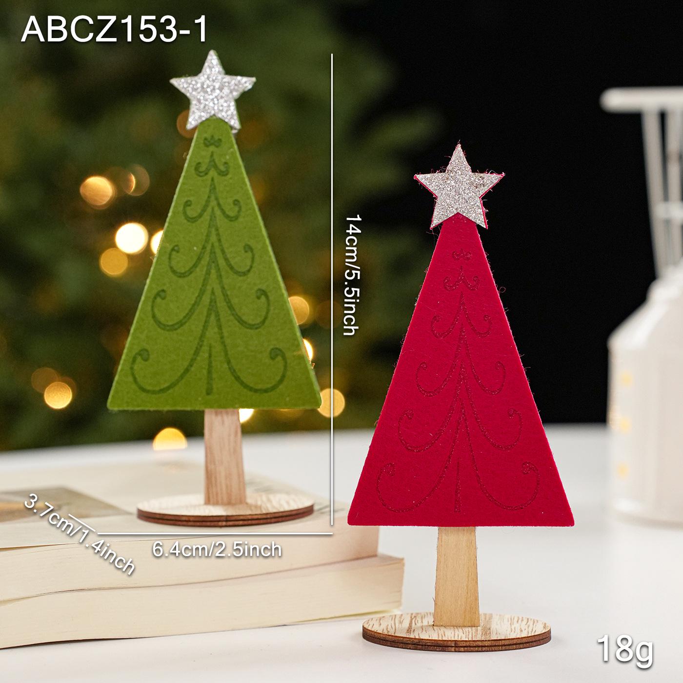 Star-Themed Red and Green Wooden Christmas Tree Desktop Ornament