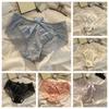 Bowknot Lace Mesh Briefs French Style Low Waist Underpants Fashion Satin Panties  Daily