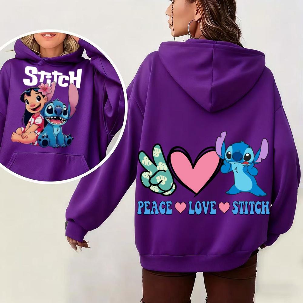 Stitch Women's Hoodie Sweatshirt Autumn Winter Warm Pullover Cute Cartoon Print Fashion Streetwear Outdoor Activities