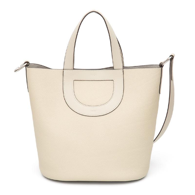 First Layer Cowhide Vegetable Basket Women'S Bag Large Capacity Fashion Shoulder Crossbody Portable Bucket Bag