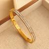 Luxury Gold Plated Stainless Steel Fashion Beaded Bracelets Sparkling Zircon Bangle for Daily Party Wear
