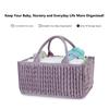 Braided Quilted Diaper Caddy Organizer Boho Nursery Storage Basket with Compartment Portable Handle Baby Wipes Diaper Bag Bin Newborn Essentials