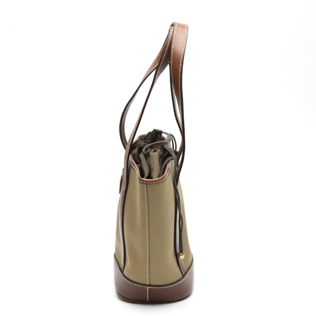 HUNTING WORLD Mini Tote Handbag Canvas Khaki X Brown Unisex 4620969 Used
