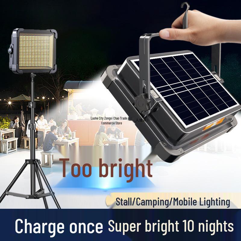 Solar LED Camping Lamp with Mobile Charging - Super Bright Outdoor Lighting for Night Market Stalls