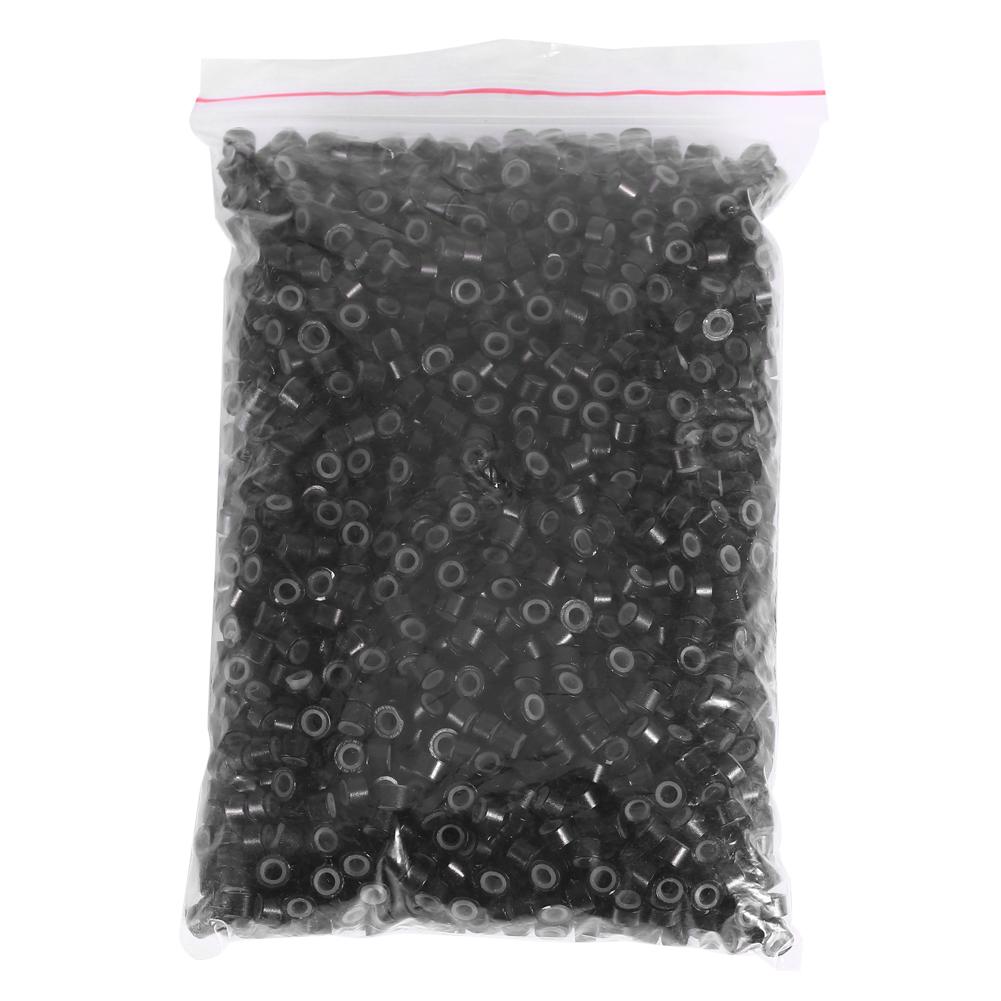 Hair Extension Beads 200/500/1000/2000PCS 3X5mm Silicone Lined Hair Extension Link Rings Beads Loops Tools 12 Types