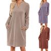 Fall Winter Women's V Neck Long Sleeve Loose Dress Casual Daily Dress For European American Crossborder Outfit