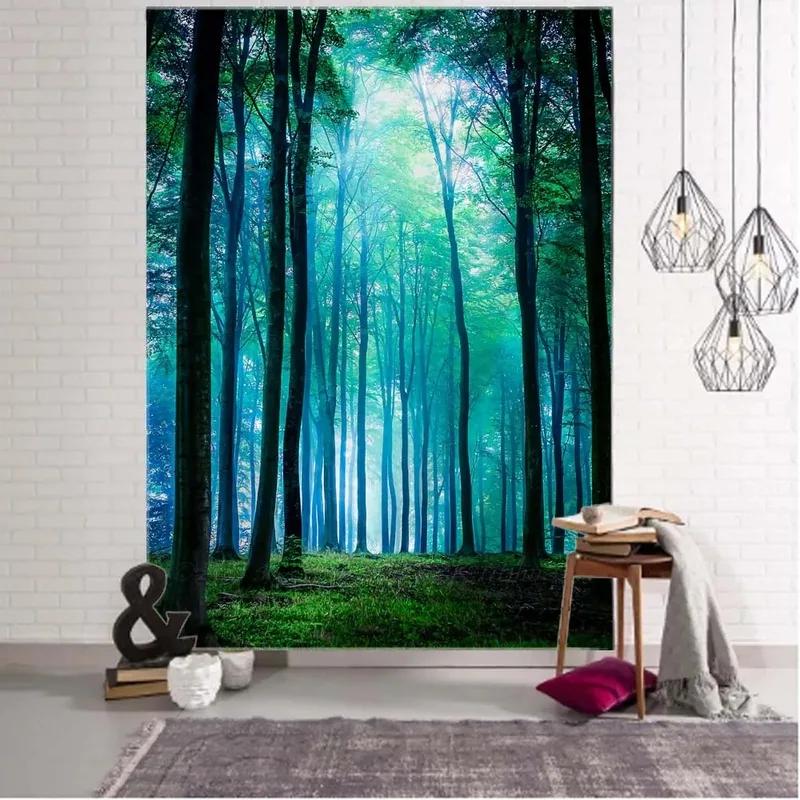 Природный пейзаж Лесной ручей Фоновый гобелен Украшение стены дома Гобелен Спальня — фото 10