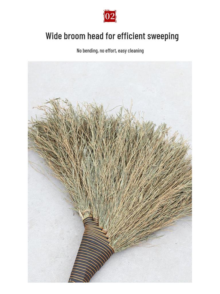 Large Bamboo Broom for Indoor Hard Floor Cleaning - Ideal for Office, Classroom, Yard, and Household Use