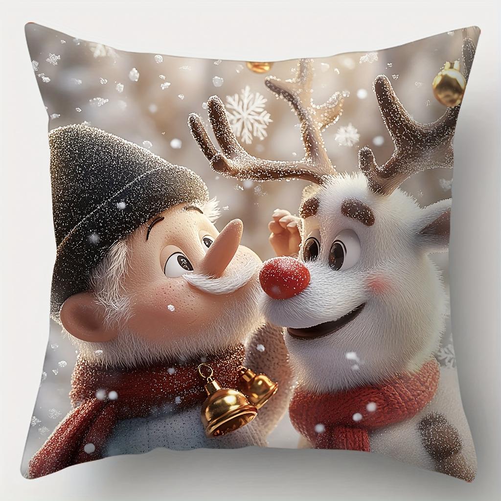 Christmas Cushions Santa Reindeer Snowman Dwarf Designs Polyester pillowcase, sofa decorative cushion cov Headboard Pillow