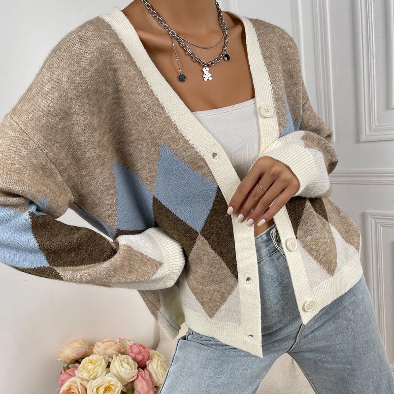 Women Jumpers Knitted Cardigan V-neck Button Down Sweaters Long Sleeve Knit Pullover Jumpers