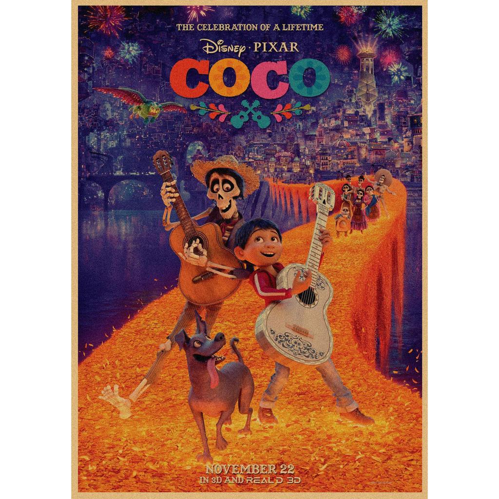 Coco Retro Anime Kraft Paper Poster - Decorative Wall Art Mural