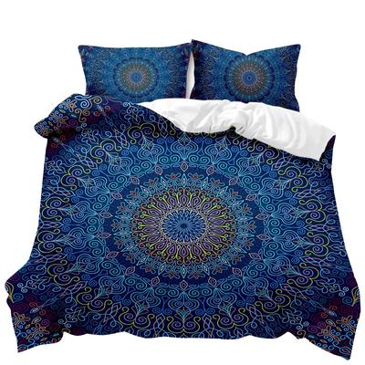 Böhmischer Mandala-Bettbezug, Queen-Size-Bettbezug mit Batikmuster, Spiral-Bettbezug, Hippie-Boho-Bettwäscheset, exotischer floraler Polyester-Quilt-Bezug