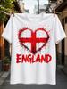 England Heart Flag Graphic With Red Cross Heart Paint Splashes And Bold Brush Style England Unisex All Tshirt