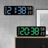 Multifunctional LED Wall Clock with Temperature Display Adjustment Brightness and 2 Alarms 12/24 Hour Memory Function
