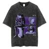 Harajuku Retro Washed T-shirt Anime Graphic Printed T-shirt Oversized Fashionable Streetwear Unisex T-shirt