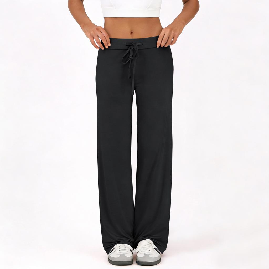 Damen Schlaghose Lässige Kordelzug Elastischer Bund Bequeme Schlaghose Yoga Lose Hose