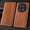 Genuine Leather Flip Case For Redmi Note 15 14 13 12 11 10 9  Pro+ Plus 4G 5G 3D Python Card Slots Wallet Cover