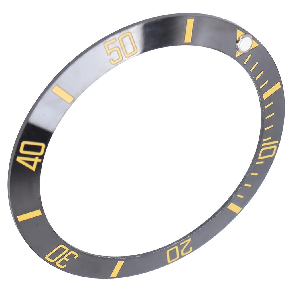 Ceramic Watch Bezel Insert Wristwatch Bezel Insert Loop Ring Replacement Parts (Black+Gold)