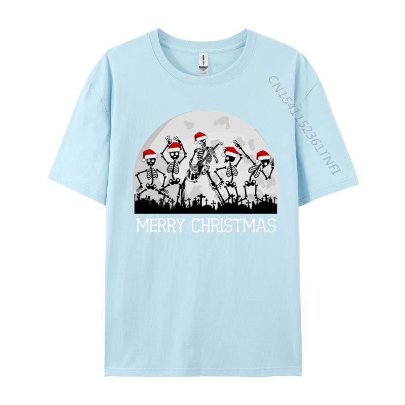 Skelette tanzen zu Rockgitarre auf Friedhof Frohe Weihnachten T-Shirt Kleidung Mann T-Shirts Einfaches T-Shirt Nagelneu