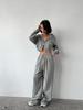 2025 Autumn Women's Casual Solid Color Zip-Up Hoodie & Drawstring Sweatpants Set