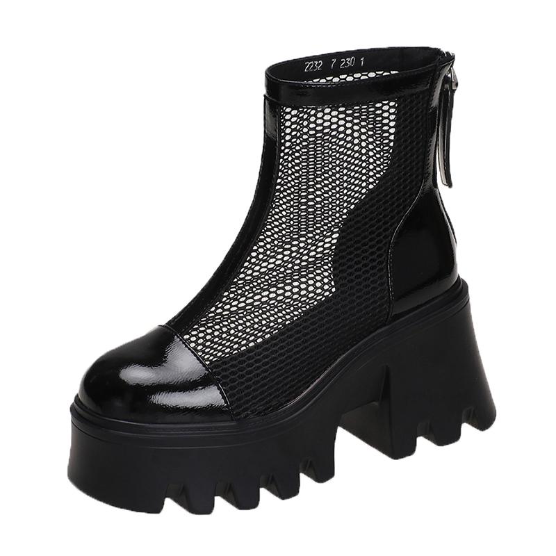 

Модные черные ботильоны на платформе в готическом стиле для женщин, толстые дышащие летние ботинки для женщин 2024 года, панк-ботинки на высоком массивном каблуке 36 чёрный
