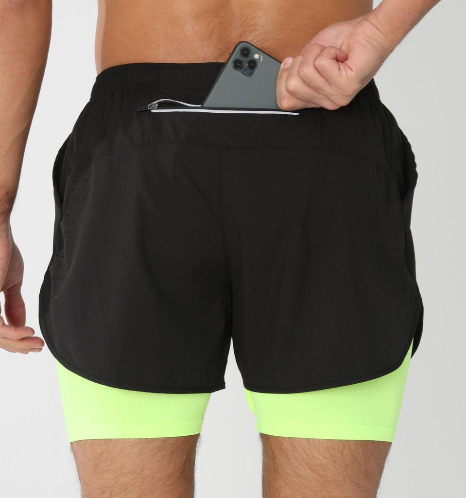 Men's Quick-Dry 2-in-1 Running Sports Shorts with Anti-Exposure Liner