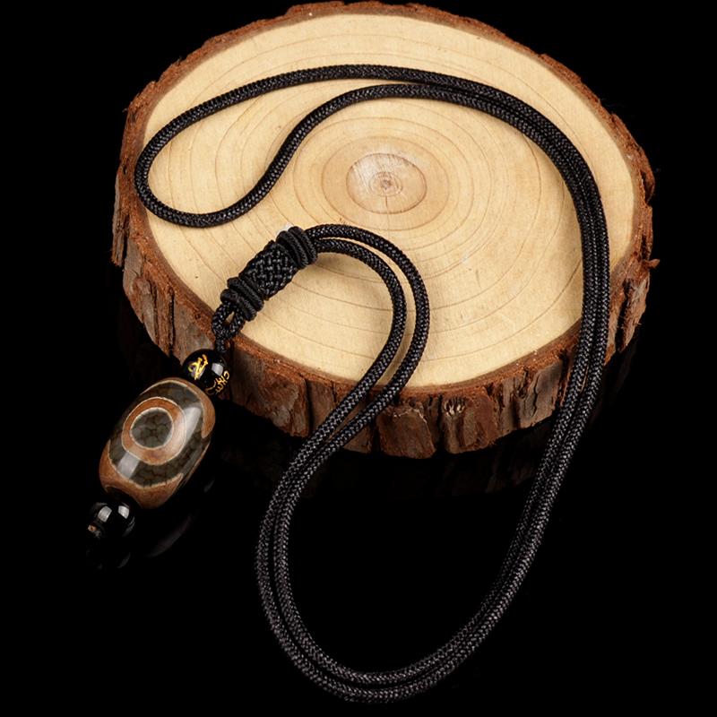 Sky Bead Necklace Xizang Nine Eye Sky Bead Pendant with Black and White Natural Agate for Men and Women