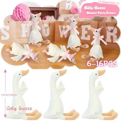 6/16PCS One Silly Goose Party Favors Stuffed Animal Plush Toy Baby Shower Birthday Party Gifts (Size:25CM)
