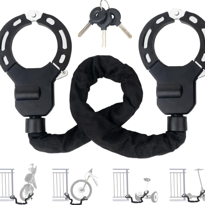 Motorcycle Reinforced Chain Lock Handcuff Lock with 3 Key for Scooter, Heavy Duty Electric Scooter Lock, Bicycles Lock