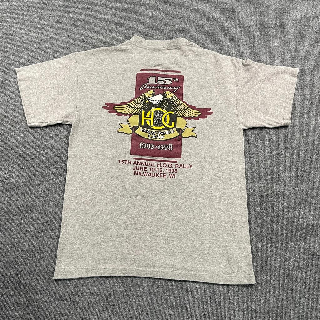 Vintage 1998 Harley-Davidson 15th Annual HOG Biker Rally Shirt Large 21x28 Gray