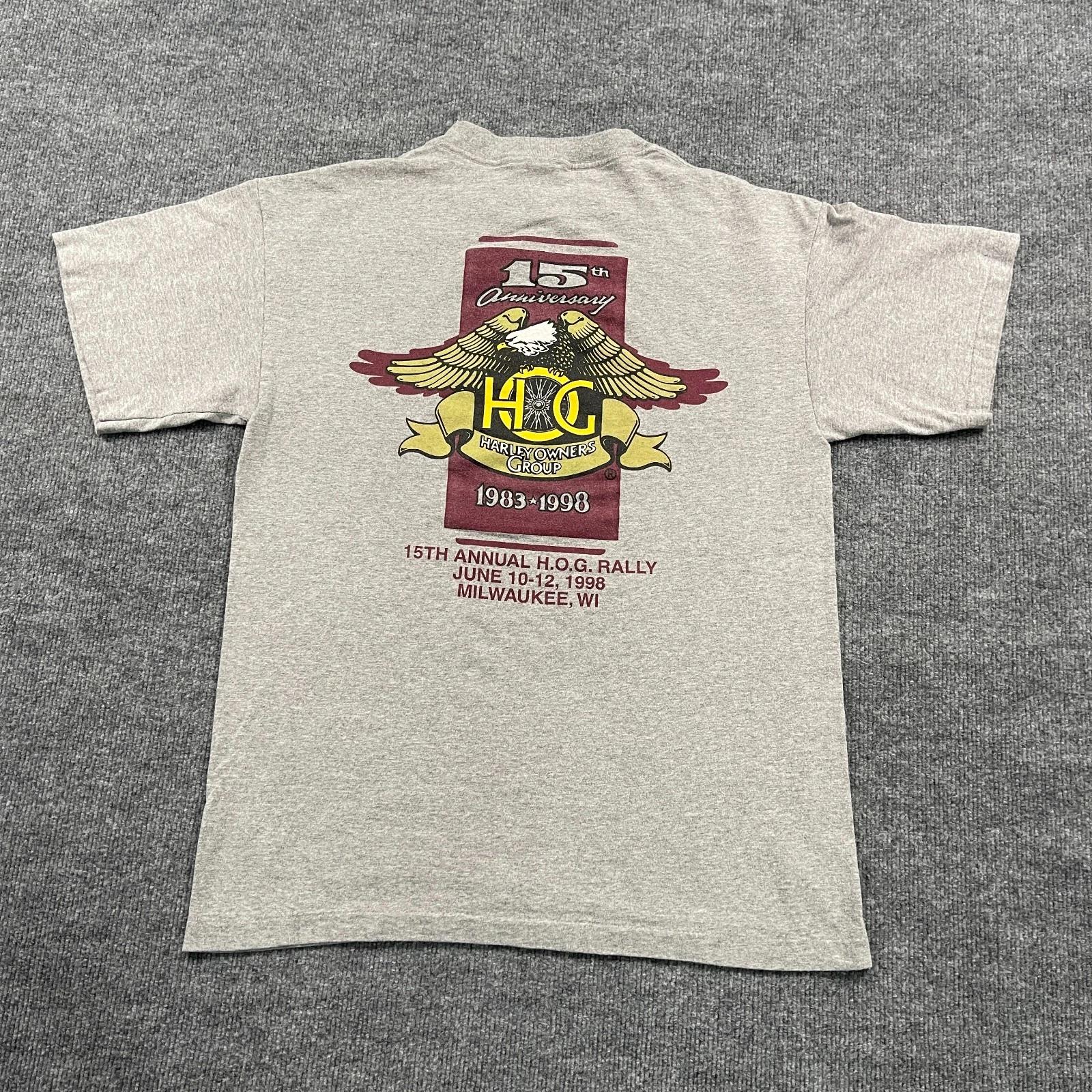

Vintage 1998 Harley-Davidson 15th Annual HOG Biker Rally Shirt Large 21x28 Gray M