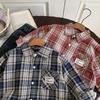Children'S Shirts Autumn New Boys' Pockets Labeled Shirts Versatile Retro Tops Tide