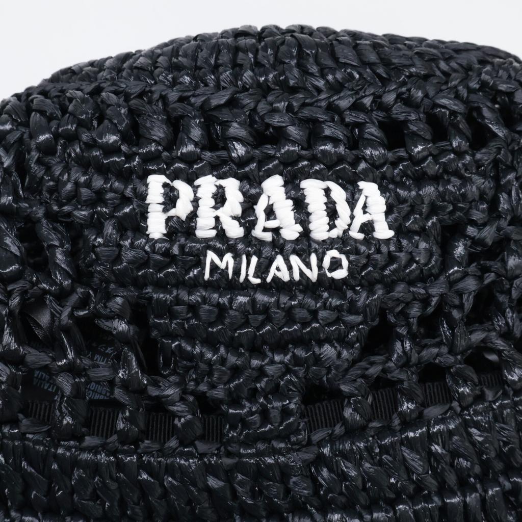 Prada [Excellent Condition] 1HC137 2A2T Woven Fabric Bucket Hat Hat M blackUsed