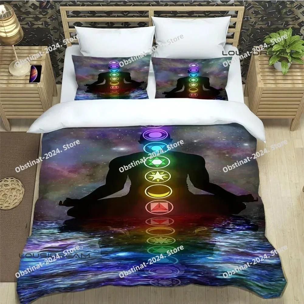 3D Chakra Bedding Set Printed single Comforter Quilt Bed Cover Duvet Cover Pillow Case 3 Pieces Sets Kids Adult Size Linen Sheet