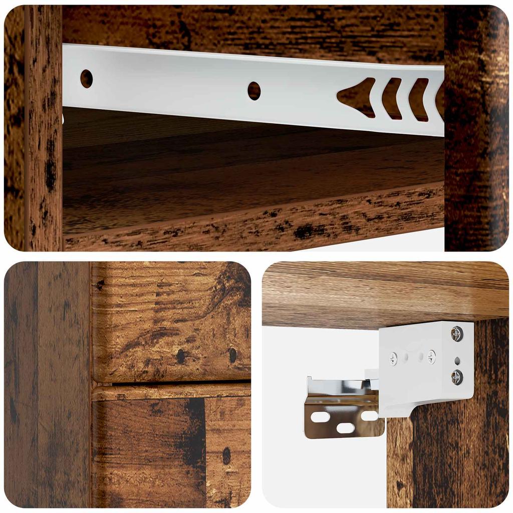 Wall Mounted Nightstand 2 Pcs Reclaimed Wood Look 34.5 X 33 X 40 Cm