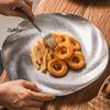 Stainless Steel Circle Dinner Plate, Home Steak Plate, Water Ripple Dinner Dishes Hamburger Fries Tray Tableware, Kitchenware