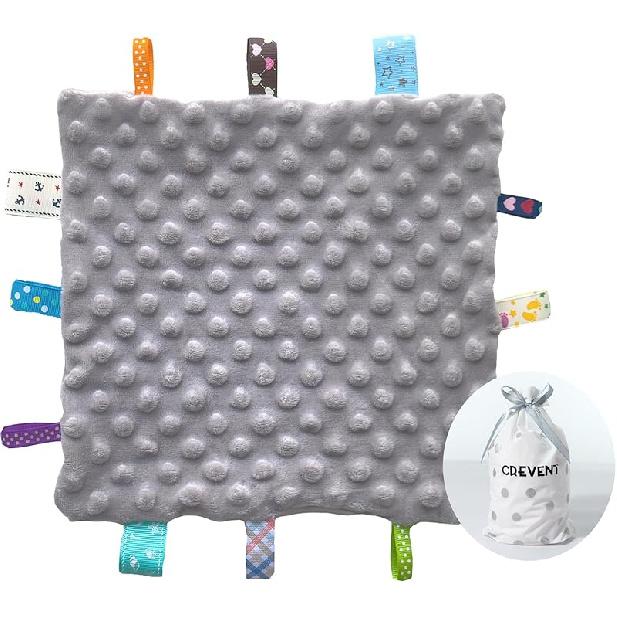 CREVENT Tag Security Blankets for Babies, Soft Small Taggie for Boys Girls, Baby Comforter Sensory Blanket, Great Gifts for Birthday Baby Shower