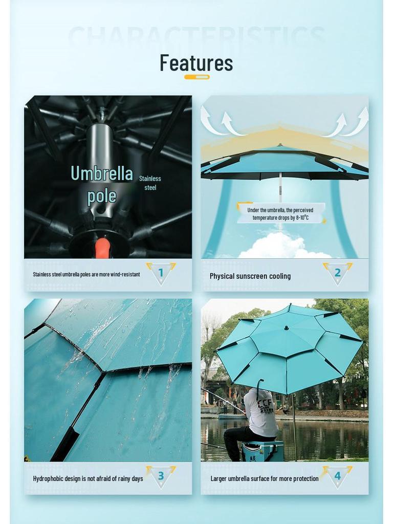 Large Outdoor Fishing Umbrella: Rainproof, Sunshade, Folding, Thickened, UV Protection