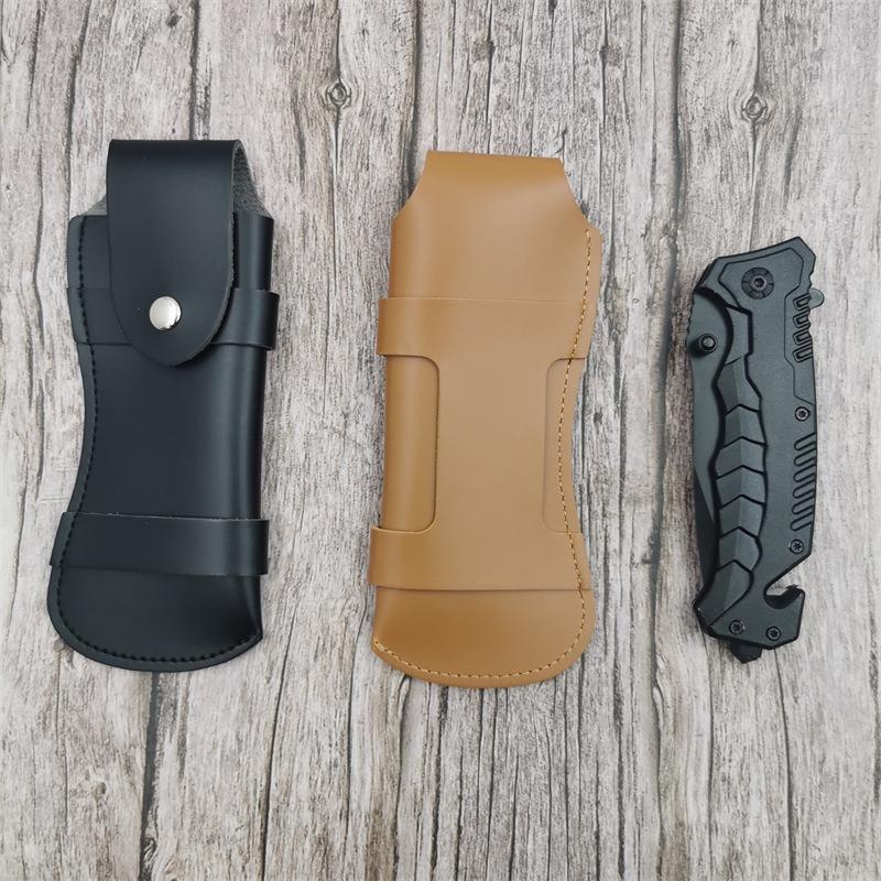 Braune Klappmesser-Scheide Werkzeug Taschenlampe Gürtelschlaufe Etui Halter Lederscheide Tasche Jagd Lager Outdoor-Nutzung Trageausrüstung