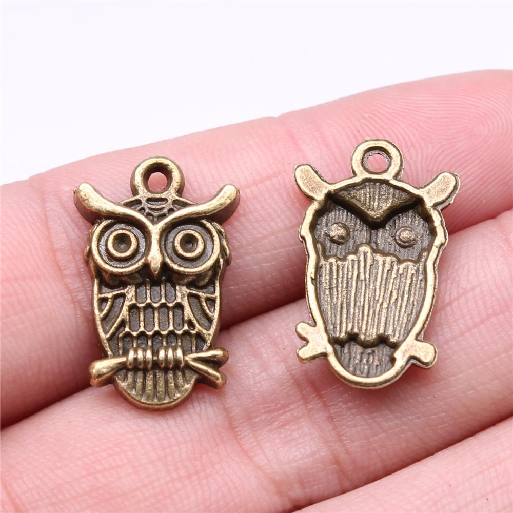 10pcs Vintage Antique Bronze Color Plated Owl Charms Pendant For Necklace Keychain Making DIY Crafts